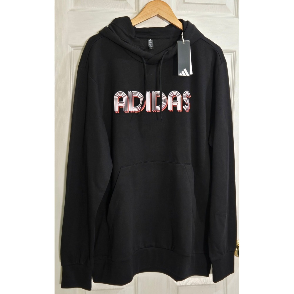 Adidas Mens Essentials Evolution Linear Hoodie Black XLT KC4403 Pullover Fleece